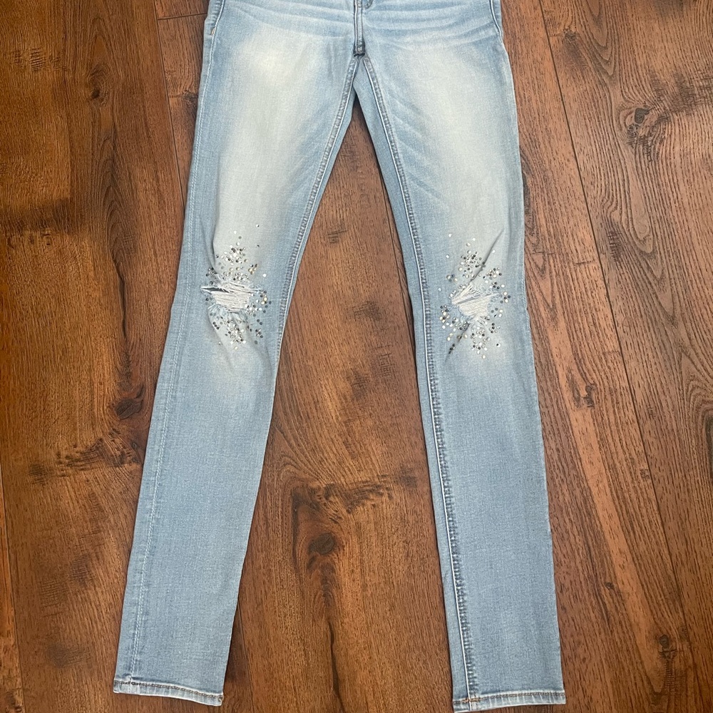 Hollister Y2K Bling Rhinestone Low Rise Skinny Jeans